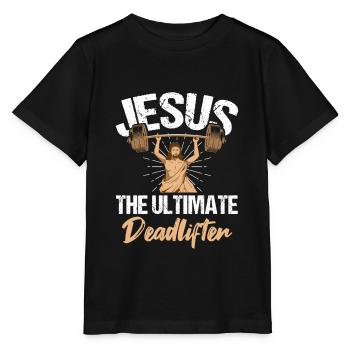 Jesus Ultimate Deadlifter - Gift - Stanley/Stella MINI CREATOR Kids’ T-Shirt - black - Front - Mikhail (115cm)
