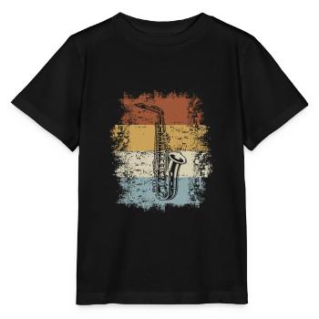 Vintage Saxophone Musical Instrument Saxophonist - Stanley/Stella MINI CREATOR Kids’ T-Shirt - black - Front - Mikhail (115cm)