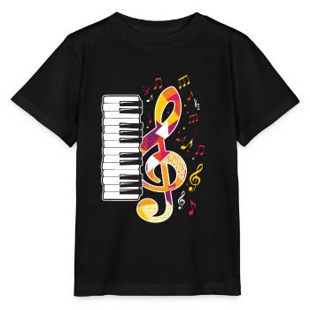 Klavier Musiknote Klaviertasten Pianist Keyboard - Stanley/Stella Kinder T-Shirt MINI CREATOR  - Schwarz - Vorne - Mikhail (115cm)