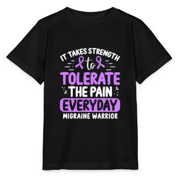 Chronic Migraine Awareness Purple Ribbon Fighter - Stanley/Stella MINI CREATOR Kids’ T-Shirt - black - Front - Mikhail (115cm)