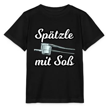 Spätzle mit Soß für einen Schwabe Stuttgarter - Stanley/Stella Kinder T-Shirt MINI CREATOR  - Schwarz - Vorne - Mikhail (115cm)