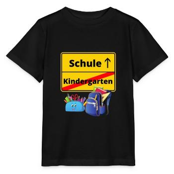 Einschulung 1. Klasse Schule Kindergarten Motiv - Stanley/Stella Kinder T-Shirt MINI CREATOR  - Schwarz - Vorne - Mikhail (115cm)