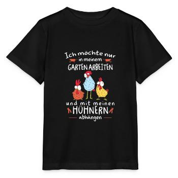 Im Garten arbeiten und mit Hühner abhängen - Stanley/Stella Kinder T-Shirt MINI CREATOR  - Schwarz - Vorne - Mikhail (115cm)