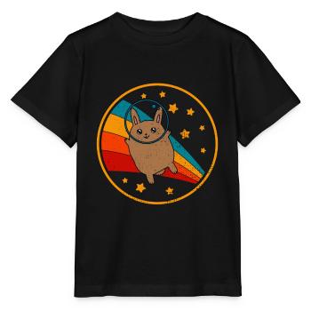 Flemish Giant Rabbit In Space - Stanley/Stella MINI CREATOR Kids’ T-Shirt - black - Front - Mikhail (115cm)