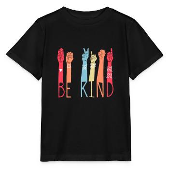Handzeichen BE KIND Handzeichen ASL-Dolmetscher - Stanley/Stella Kinder T-Shirt MINI CREATOR  - Schwarz - Vorne - Mikhail (115cm)