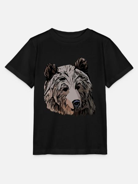 Bär Bären Grizzlybär Tier Motiv Aufdruck Kunstwerk - Stanley/Stella Kinder T-Shirt MINI CREATOR - Schwarz