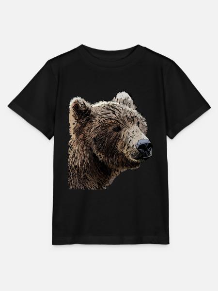 Bären Braunbär Tier Motiv Aufdruck Kunst Bär - Stanley/Stella T-shirt MINI CREATOR til børn - sort