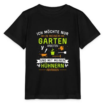 Im Garten arbeiten und mit Hühner abhängen - Stanley/Stella Kinder T-Shirt MINI CREATOR  - Schwarz - Vorne - Mikhail (115cm)