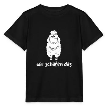 Wir schafen das Merkel Schaf Bundeskanzler Raute - Stanley/Stella Kinder T-Shirt MINI CREATOR  - Schwarz - Vorne - Mikhail (115cm)