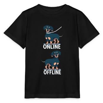 Dachshund with leash and funny dog saying - Stanley/Stella MINI CREATOR Kids’ T-Shirt - black - Front - Mikhail (115cm)