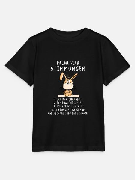 Hase Vier Stimmungen Schlaf Urlaub Morgenmuffel - Stanley/Stella Kinder T-Shirt MINI CREATOR  - Schwarz