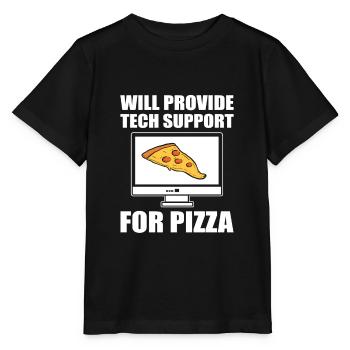 Will Provide Tech Support For Pizza Tech Support - T-shirt bio MINI CREATOR Stanley/Stella Enfant - noir - Devant - Mikhail (115cm)