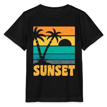 Sunset Retro Style - Stanley/Stella Kinder T-Shirt MINI CREATOR  - Schwarz - Vorne - Mikhail (115cm)