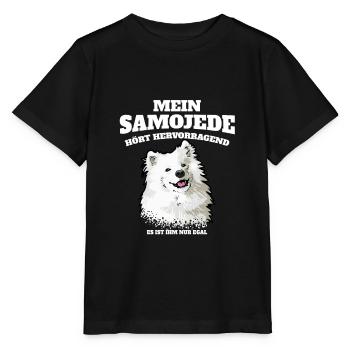 Mein Samojede Hört Hervorragend Ist Ihm Nur Egal - Stanley/Stella Kinder T-Shirt MINI CREATOR  - Schwarz - Vorne - Mikhail (115cm)