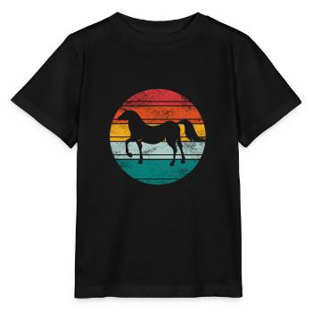 Reiterin Retro Vintage Reitverein Pferd Reiten - Stanley/Stella Kinder T-Shirt MINI CREATOR  - Schwarz - Vorne - Mikhail (115cm)