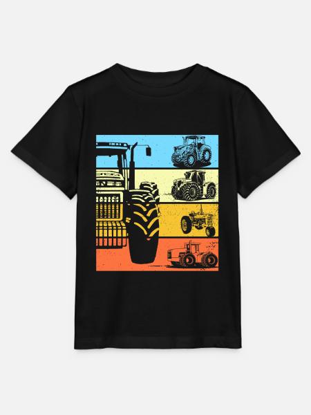 Traktor Retro Traktor Vintage Traktor Geschenk - Stanley/Stella Kinder T-Shirt MINI CREATOR - Schwarz