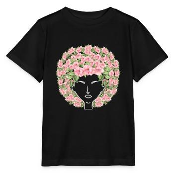 Fleurs Afro - T-shirt bio MINI CREATOR Stanley/Stella Enfant - noir - Devant - Mikhail (115cm)
