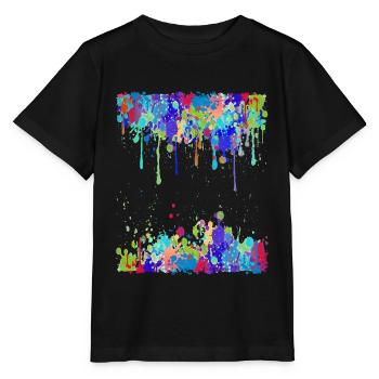 Crazy Multicolored Running Splashes 2 - Stanley/Stella MINI CREATOR Kids’ T-Shirt - black - Front - Mikhail (115cm)