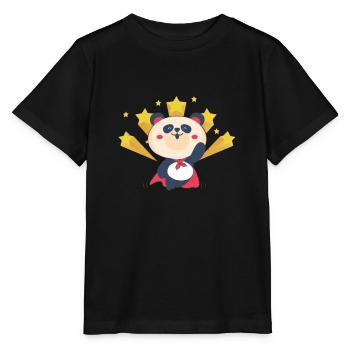 Panda Superhéros - T-shirt bio MINI CREATOR Stanley/Stella Enfant - noir - Devant - Mikhail (115cm)