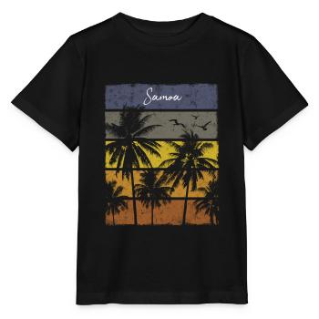 Retro Samoa Beach Palme Sonnenuntergang Künstlerisch - Stanley/Stella Kinder T-Shirt MINI CREATOR  - Schwarz - Vorne - Mikhail (115cm)