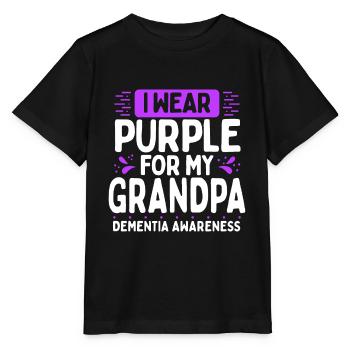 Dementia Awareness Purple Ribbon Grandfather - Stanley/Stella MINI CREATOR Kids’ T-Shirt - black - Front - Mikhail (115cm)