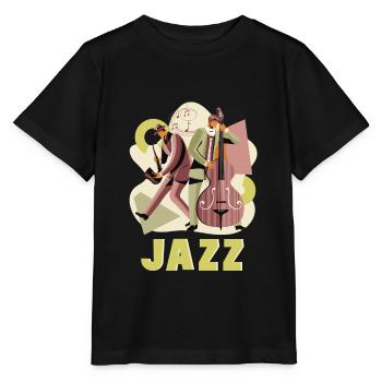 Jazz Musician Gift Sax / Saxophone Double Bass - Stanley/Stella MINI CREATOR Kids’ T-Shirt - black - Front - Mikhail (115cm)