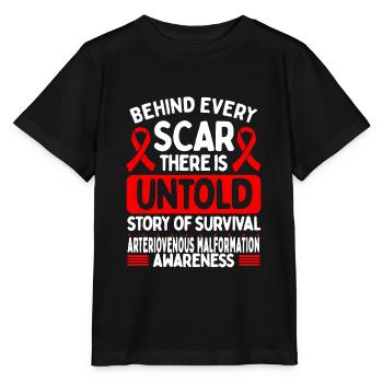 Arteriovenous Malformation Awareness Ribbon - Stanley/Stella MINI CREATOR Kids’ T-Shirt - black - Front - Mikhail (115cm)