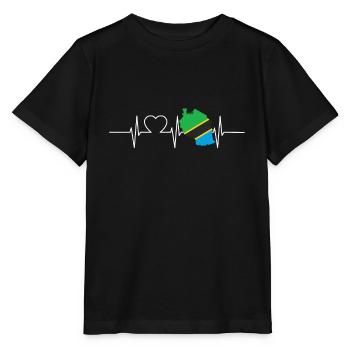 Tansania Herzschlag Flagge Vintage Tansania - Stanley/Stella Kinder T-Shirt MINI CREATOR  - Schwarz - Vorne - Mikhail (115cm)