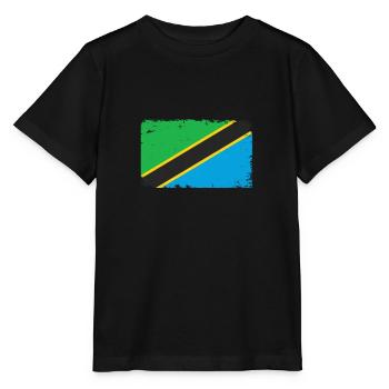 Tansania Herzschlag Flagge Vintage Tansania - Stanley/Stella Kinder T-Shirt MINI CREATOR  - Schwarz - Vorne - Mikhail (115cm)