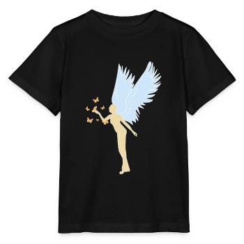 Angels with butterflies Christian gift - Stanley/Stella MINI CREATOR Kids’ T-Shirt - black - Front - Mikhail (115cm)