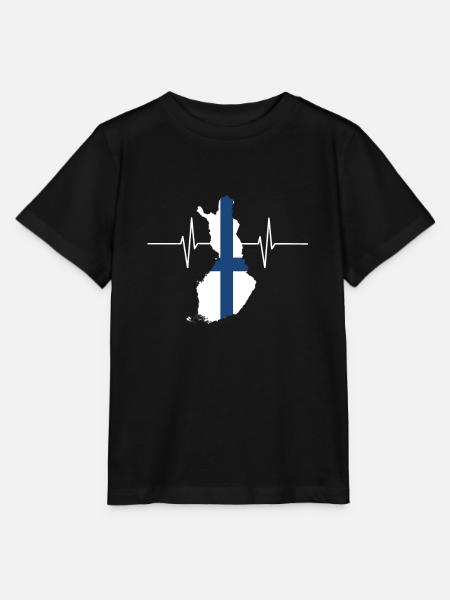 Finnland Herzschlag Flagge Vintage Finnland - Stanley/Stella Kinder T-Shirt MINI CREATOR  - Schwarz