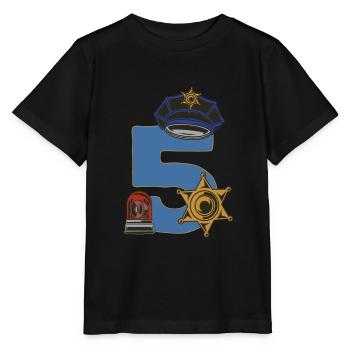 Ich bin schon 5 Jahre Kindergeburtstag Polizei - Stanley/Stella Kinder T-Shirt MINI CREATOR  - Schwarz - Vorne - Mikhail (115cm)