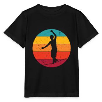 Slackline Slacklining Balance Im Sonnenlicht - Stanley/Stella Kinder T-Shirt MINI CREATOR  - Schwarz - Vorne - Mikhail (115cm)