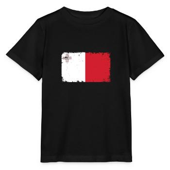Malta Herzschlag Flagge Vintage Malta - Stanley/Stella Kinder T-Shirt MINI CREATOR  - Schwarz - Vorne - Mikhail (115cm)