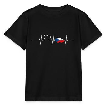 Tschechien Herzschlag Flagge Vintage Tschechien - Stanley/Stella Kinder T-Shirt MINI CREATOR  - Schwarz - Vorne - Mikhail (115cm)