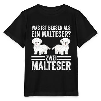 Zwei Malteser Hund Malteser - Stanley/Stella Kinder T-Shirt MINI CREATOR  - Schwarz - Vorne - Mikhail (115cm)