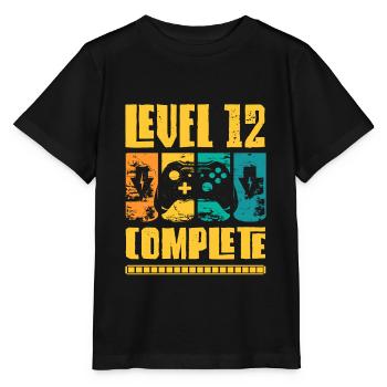 Level 12 Complete Birthday Shirt Young Gamers - Stanley/Stella MINI CREATOR Kids’ T-Shirt - black - Front - Mikhail (115cm)