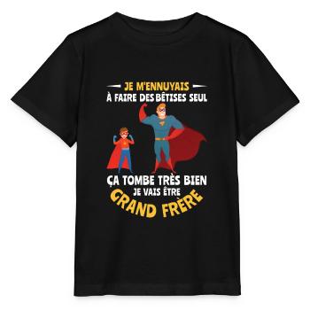 Annonce futur grand frère bêtises Super héros - T-shirt bio MINI CREATOR Stanley/Stella Enfant - noir - Devant - Mikhail (115cm)