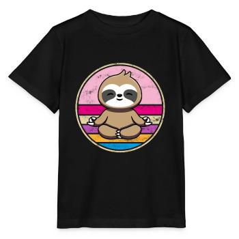 Sloth Namaste Meditation Yoga Chakra Pilates - Stanley/Stella MINI CREATOR Kids’ T-Shirt - black - Front - Mikhail (115cm)