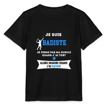 BADMINTON je ferme pas ma gueule - T-shirt bio MINI CREATOR Stanley/Stella Enfant - noir - Devant - Mikhail (115cm)