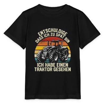 Habe einen Traktor gesehen Trecker - Stanley/Stella Kinder T-Shirt MINI CREATOR  - Schwarz - Vorne - Mikhail (115cm)