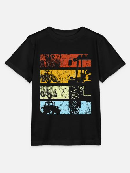 Traktor Retro Traktor Vintage Bauer Landwirt Trakt - Stanley/Stella Kinder T-Shirt MINI CREATOR - Schwarz