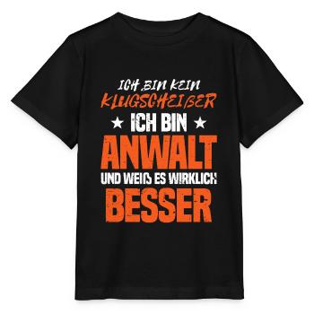 Ich bin kein Klugscheißer Ich bin Anwalt - Stanley/Stella Kinder T-Shirt MINI CREATOR  - Schwarz - Vorne - Mikhail (115cm)