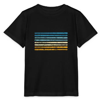 Retro Perkussion Musik Schlagzeuger - Stanley/Stella Kinder T-Shirt MINI CREATOR  - Schwarz - Vorne - Mikhail (115cm)