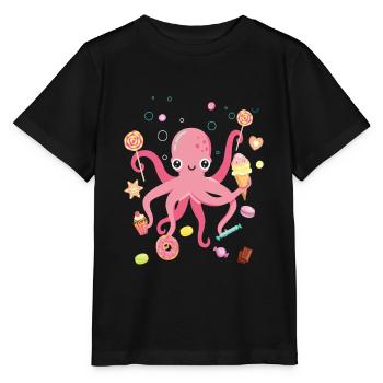 Octopus Cake Kids Squid - Stanley/Stella MINI CREATOR Kids’ T-Shirt - black - Front - Mikhail (115cm)