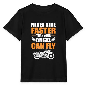 Never Ride Faster Than Your Angel Can Fly Angels - Stanley/Stella MINI CREATOR Kids’ T-Shirt - black - Front - Mikhail (115cm)