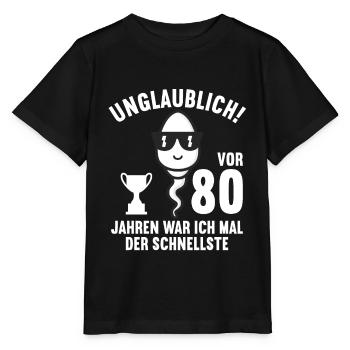 80 Jahre vor 80 Jahren schnellste 80. Geburtstag - Stanley/Stella Kinder T-Shirt MINI CREATOR  - Schwarz - Vorne - Mikhail (115cm)