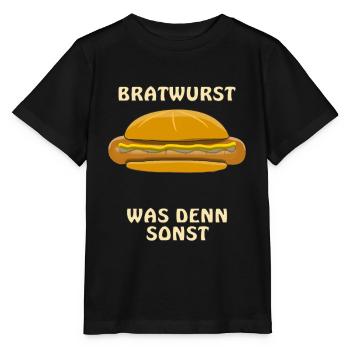 BRATWURST WAS DENN SONST - Stanley/Stella Kinder T-Shirt MINI CREATOR  - Schwarz - Vorne - Mikhail (115cm)