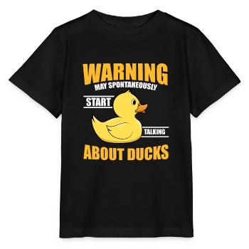 Warning May Talking About Ducks Bath Duckie Rubber - Stanley/Stella MINI CREATOR Kids’ T-Shirt - black - Front - Mikhail (115cm)