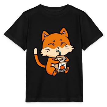 Cat Drinks Jus d’Orange Anime Manga - T-shirt bio MINI CREATOR Stanley/Stella Enfant - noir - Devant - Mikhail (115cm)